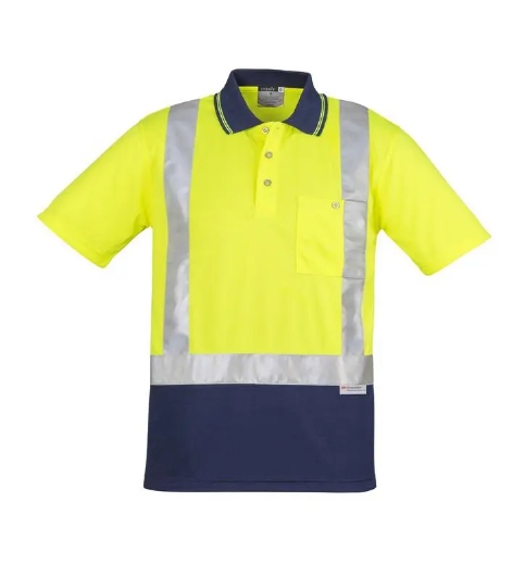 Picture of Syzmik, Mens Hi Vis Spliced S/S Polo - Shoulder Taped